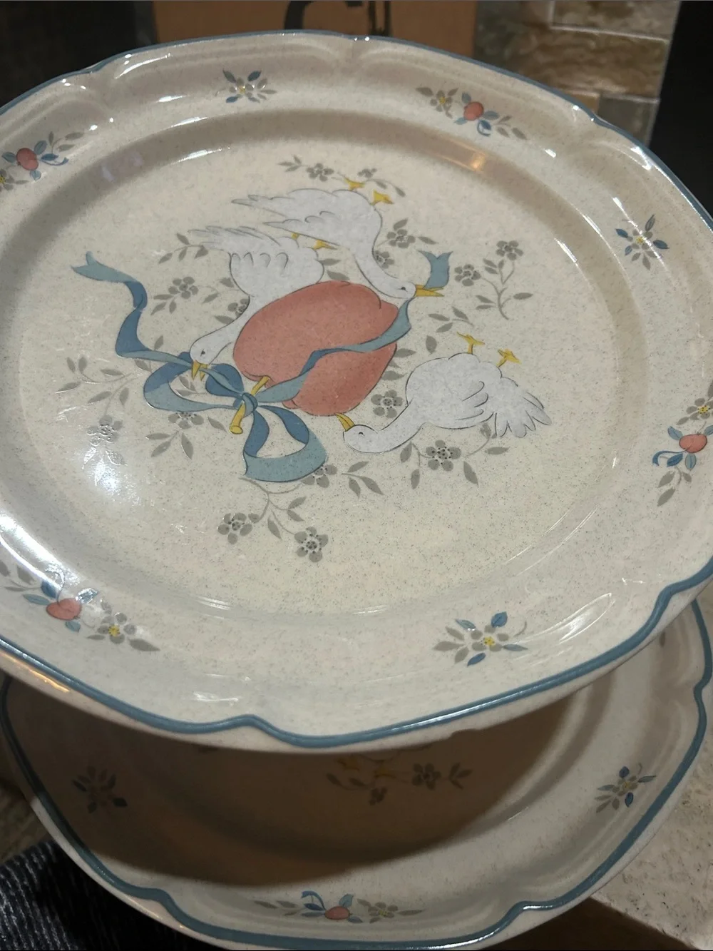(4) INTERNATIONAL CHINA “Marmalade” Fruit Floral Duck Stoneware Dinner Plates